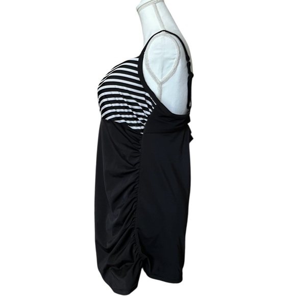 Lane Bryant Black and White Striped Swim Dress - Picture 3 of 7